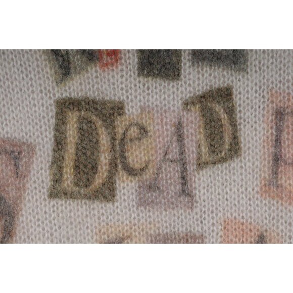 Palm Angels Mens Ransom Note All OVer Logo Sweater Pullover Medium Gray Mohair - Picture 6 of 9